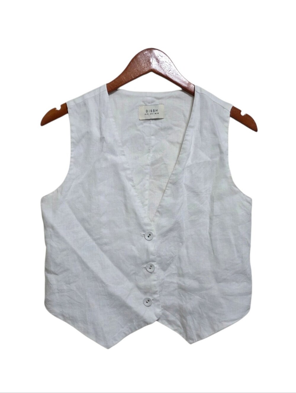 DISSH Banks Linen Vest in White Size 4